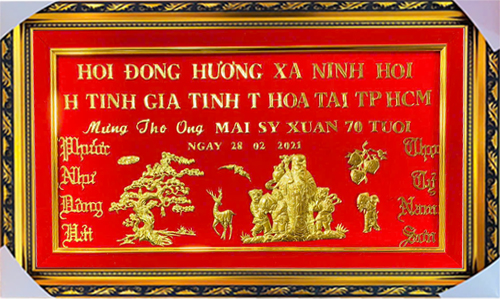 Khánh vàng chữ theo yêu cầu khách 28| khanhvangngocmy.com